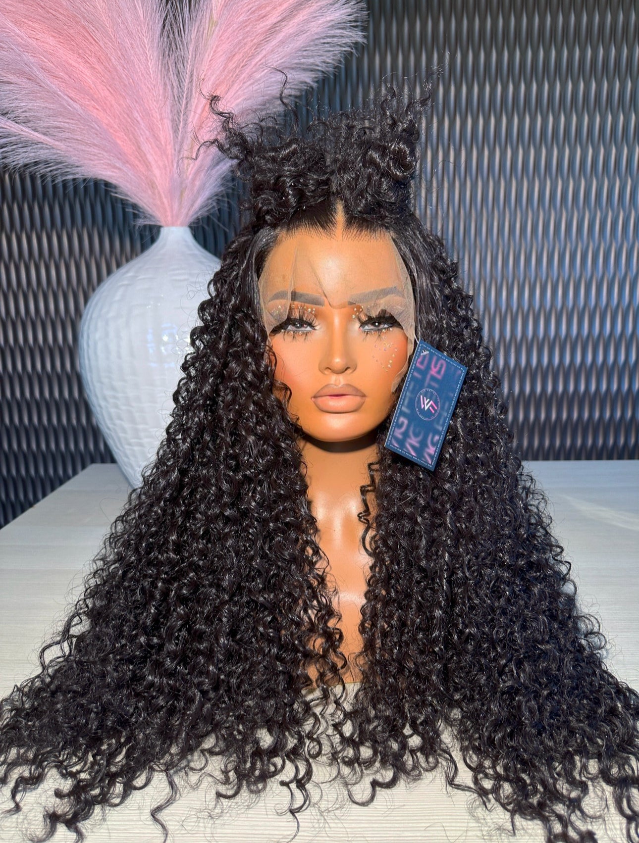 Bohemian Curly 13x4 30” Pre-plucked Synthetic Blend Heat Resistant Fiber Wig