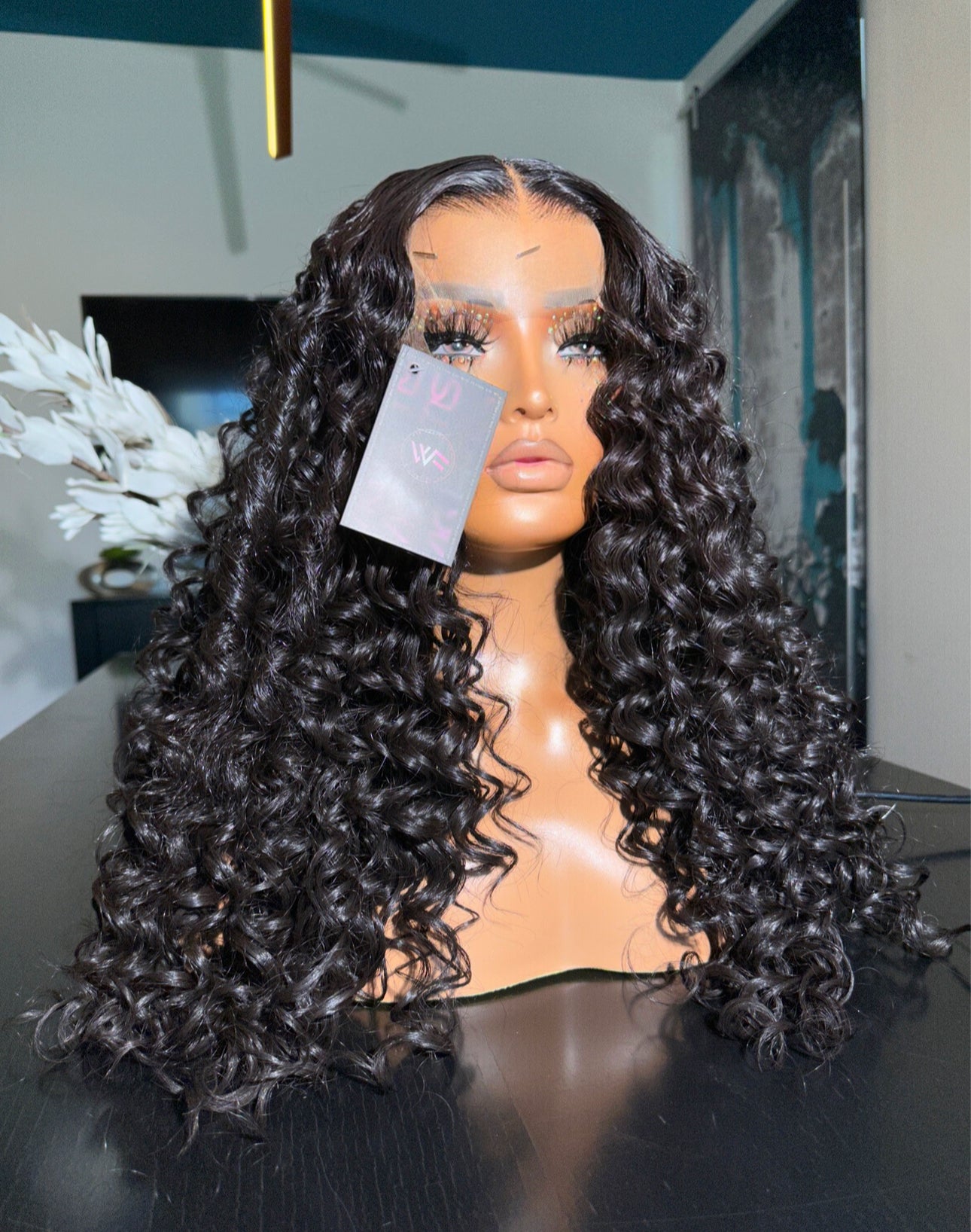Italian Curly 13x4 30”‘Pre-plucked Synthetic Blend Heat Resistant Fiber Wig