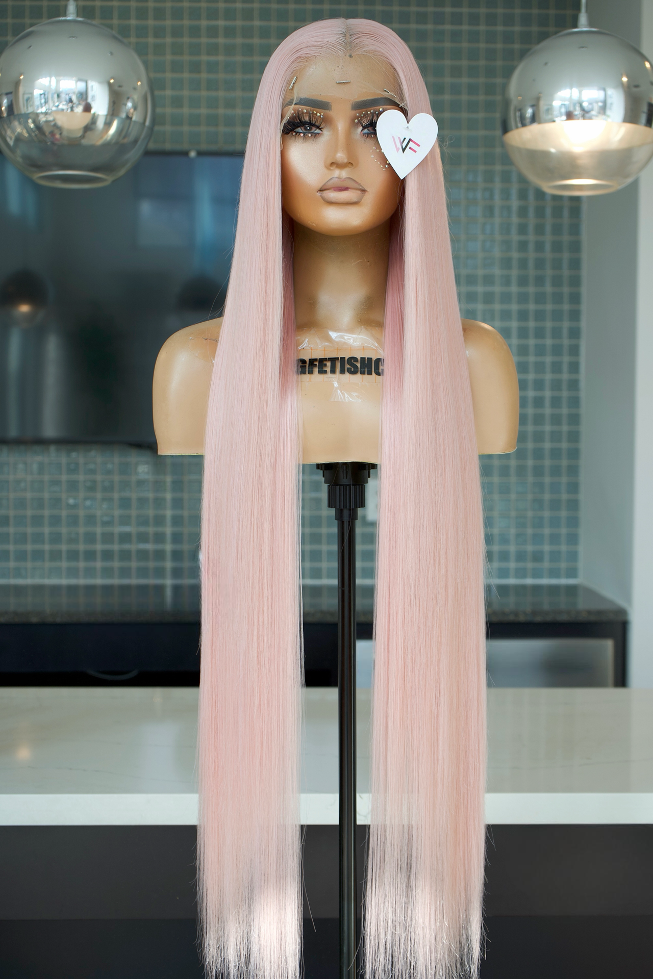 PINK 40-Inch Lace Frontal Premium Fiber Wig - Realistic Hair Look, Heat-Resistant, Luxury Long Wig for Glamorous Styling