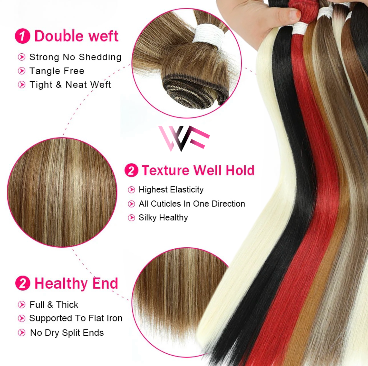 High-Quality Heat-Resistant Synthetic Fiber Hair Bundles - Realistic Human Hair Look, Premium Soft & Durable Extensions