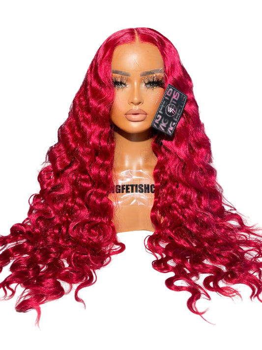 HD LACE 30 INCH T PART (GLUELESS) DEEP WAVE RED
