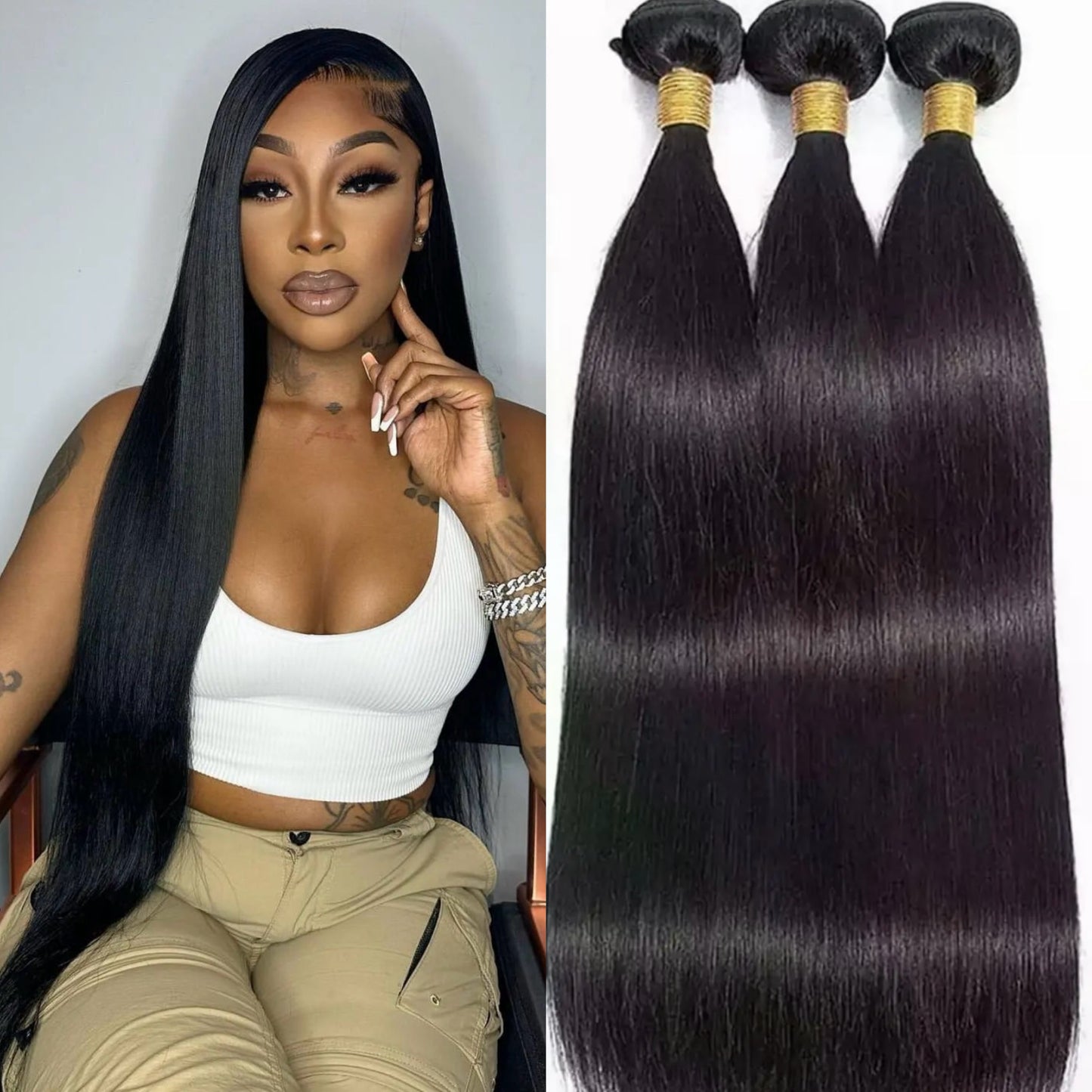 High-Quality Heat-Resistant Synthetic Fiber Hair Bundles - Realistic Human Hair Look, Premium Soft & Durable Extensions