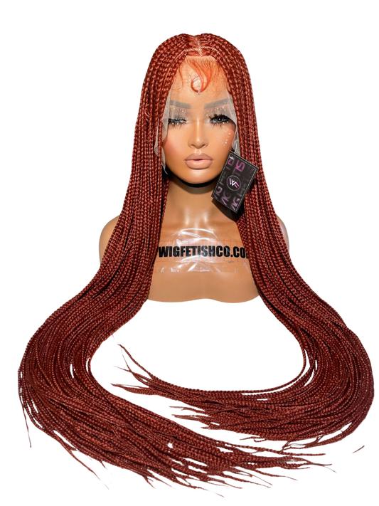 Full Lace Braided 34” Pre-Plucked Lace Frontal Wig - BORANGE