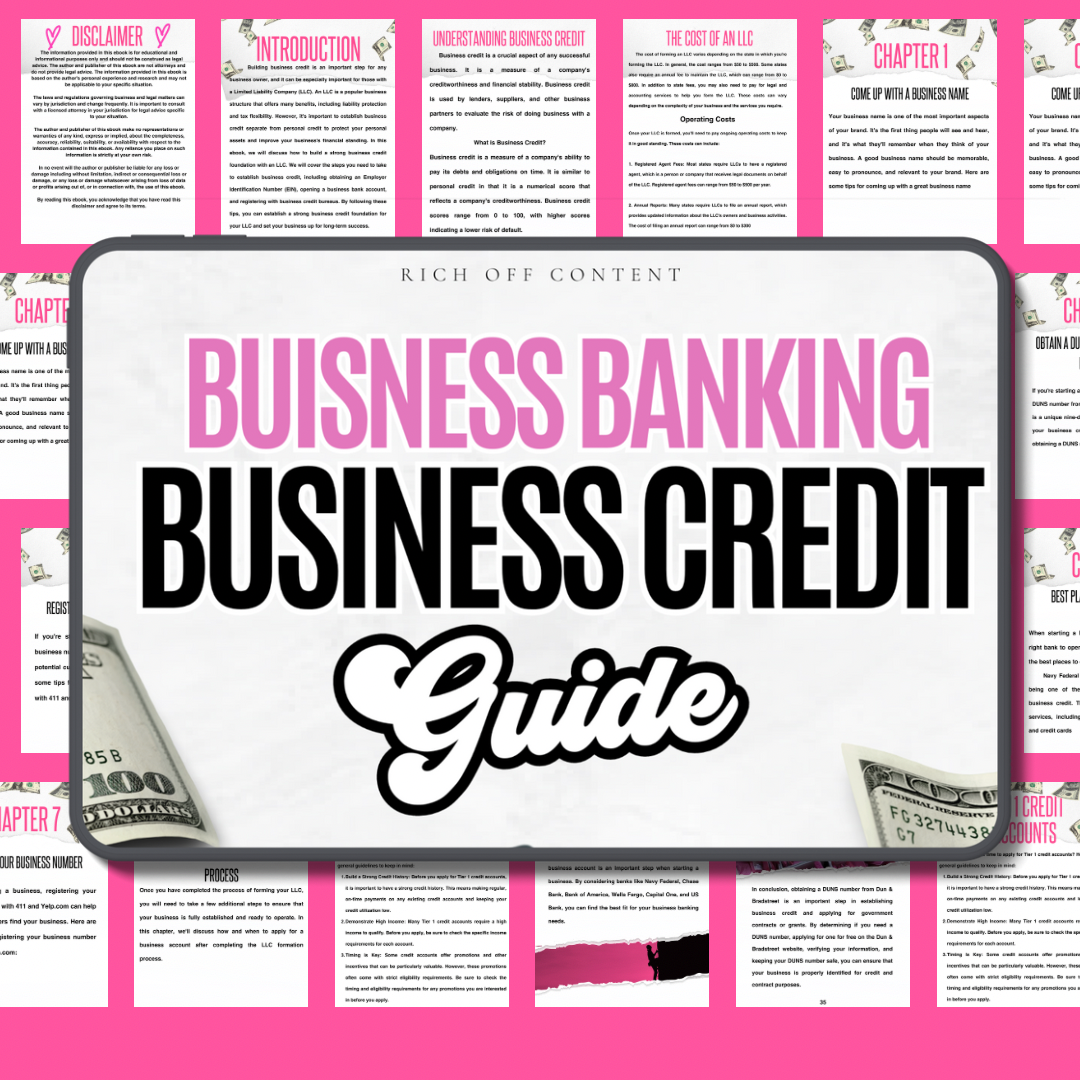 50 PAGE STEP BY STEP BUSINESS BANKING & BUSINESS CREDIT GUIDE  (RESELL RIGHTS) E-BOOK