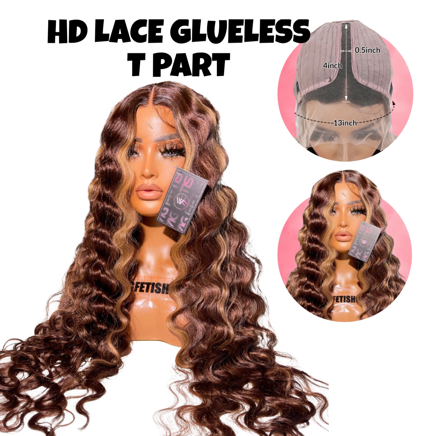 HD LACE 30 INCH T PART (GLUELESS) DEEP WAVE HIGHLIGHT 4/27