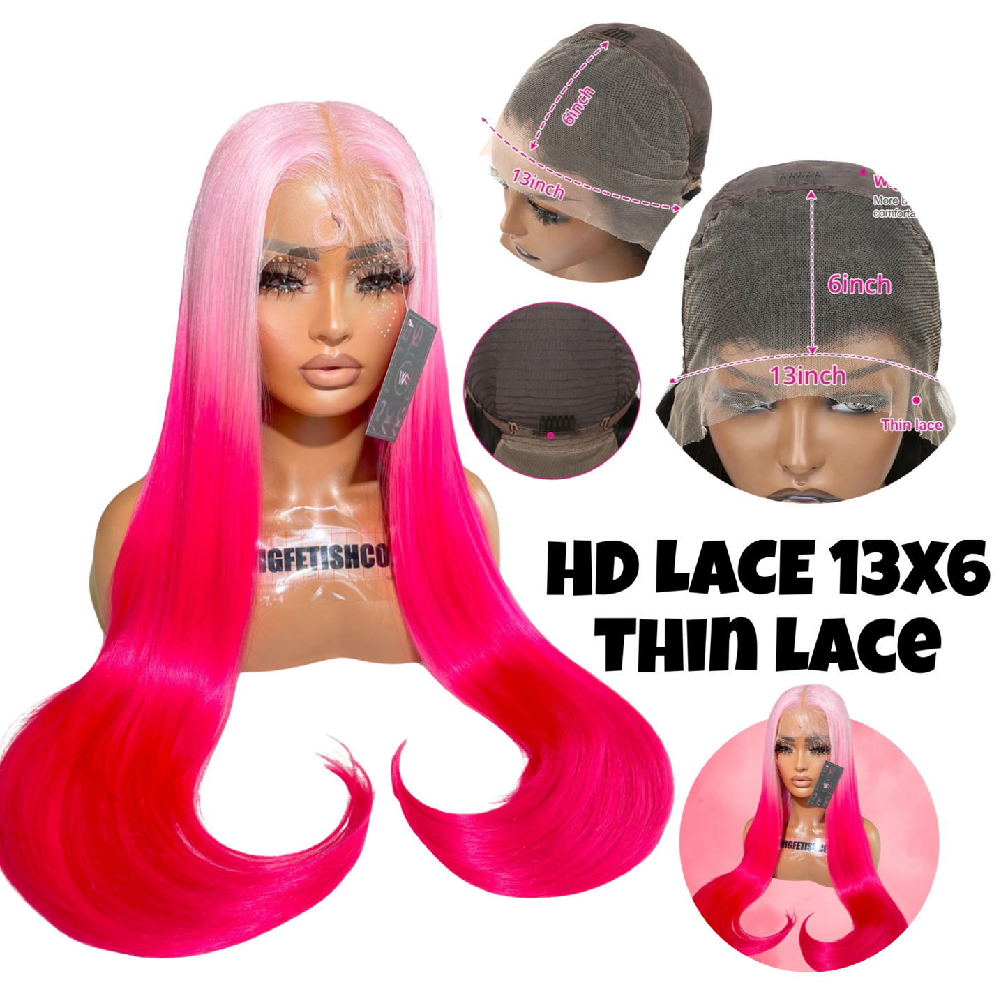 HD LACE 13x6 Pre-Plucked 30” Synthetic Blend Heat Resistant Lace Frontal Wig - PINKFRIDAY