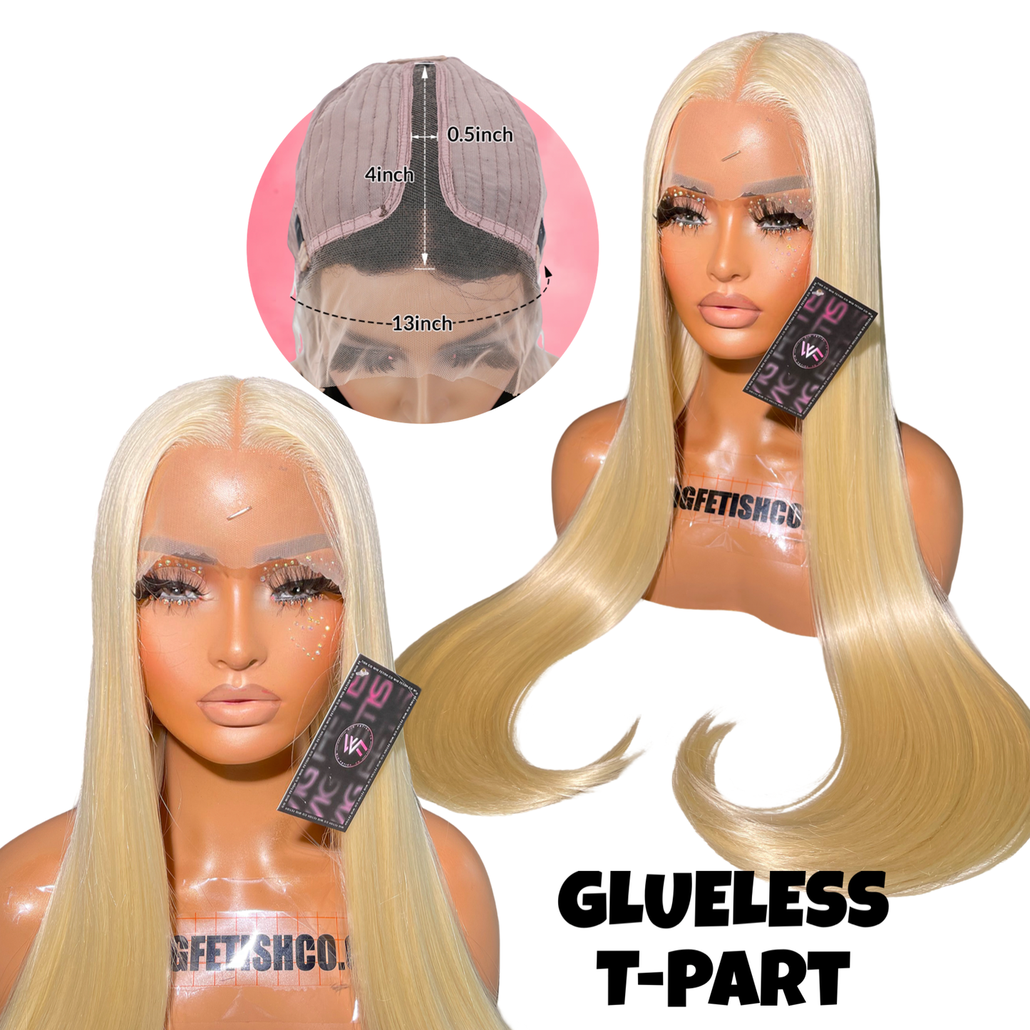 HD LACE 30 INCH T PART (GLUELESS) 613 BLONDE WIG