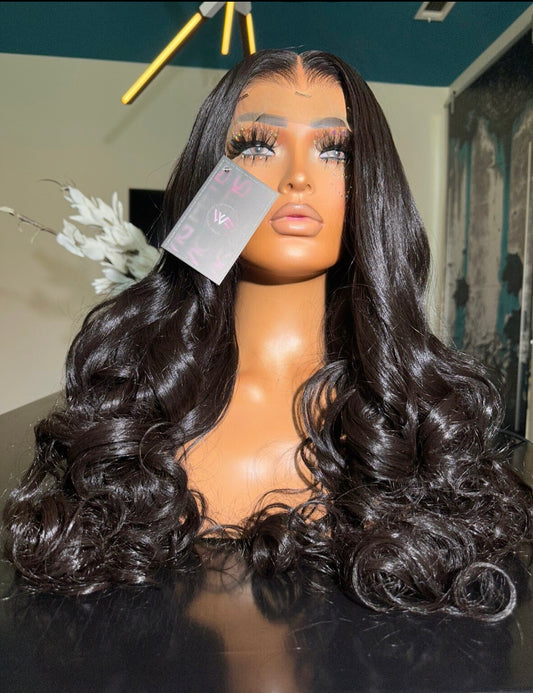 13x4 30” Pre Plucked Yaki Bombshell body curl Synthetic Blend Heat Resistant Lace Frontal Wig - Unit WFC 004