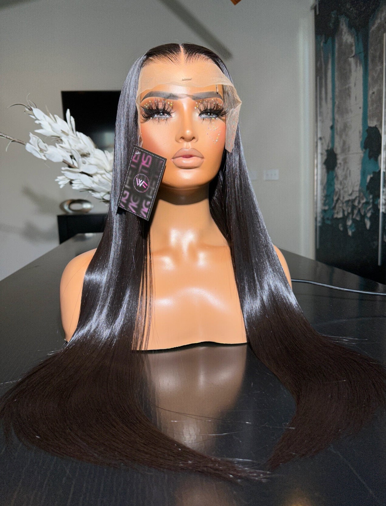 13x4 28” Pre Plucked Yaki Straight Synthetic Blend Heat Resistant Lace Frontal Wig