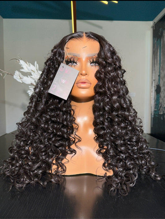 Italian Curly 13x4 30”‘Pre-plucked Synthetic Blend Heat Resistant Fiber Wig